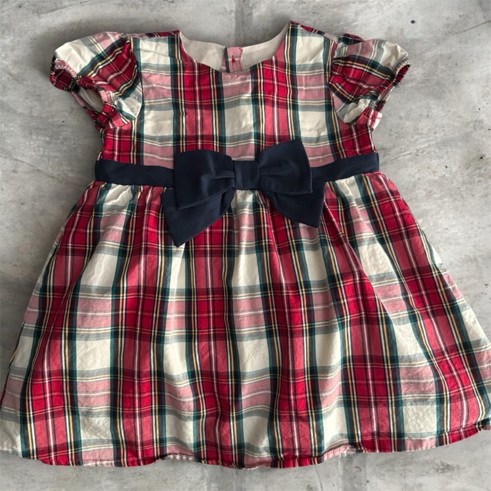Sammy + Nat Plaid Dress with Navy Bow
